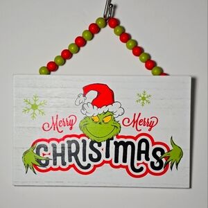 The grinch dr. Seuss merry merry Christmas wood sign nwt